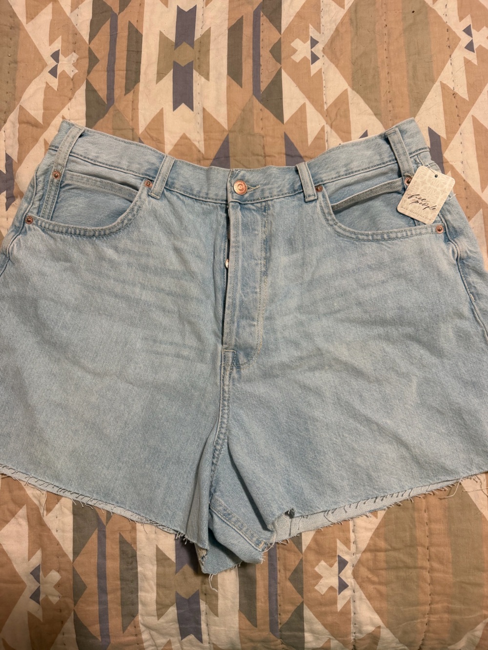 Free People Light Wash Denim Cutoff Shorts